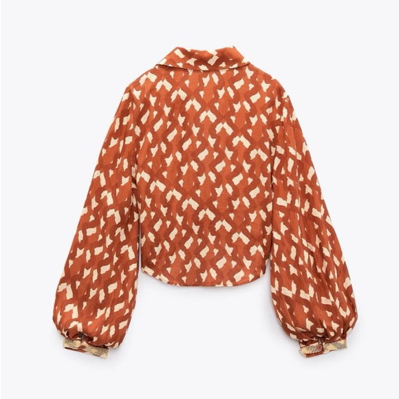 Zara Linen Blend Terracota Top - Picture 2 of 11